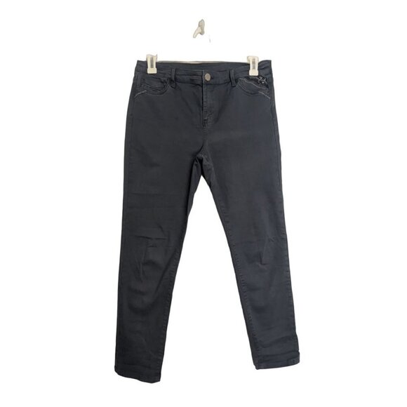 Soft Surroundings Skinny Pants Embroidered Pockets Blue Grey Women's 14 - Picture 3 of 7